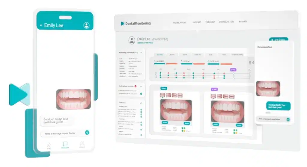 Dental monitoring app interface and communication